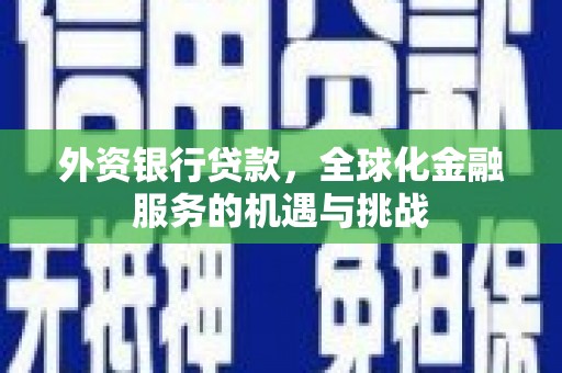 嘉善外资银行贷款，全球化金融服务的机遇与挑战